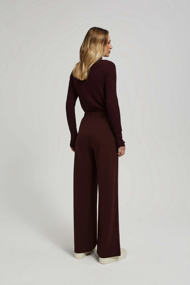 Spodnie z szerokimi nogawkami kasztanowe