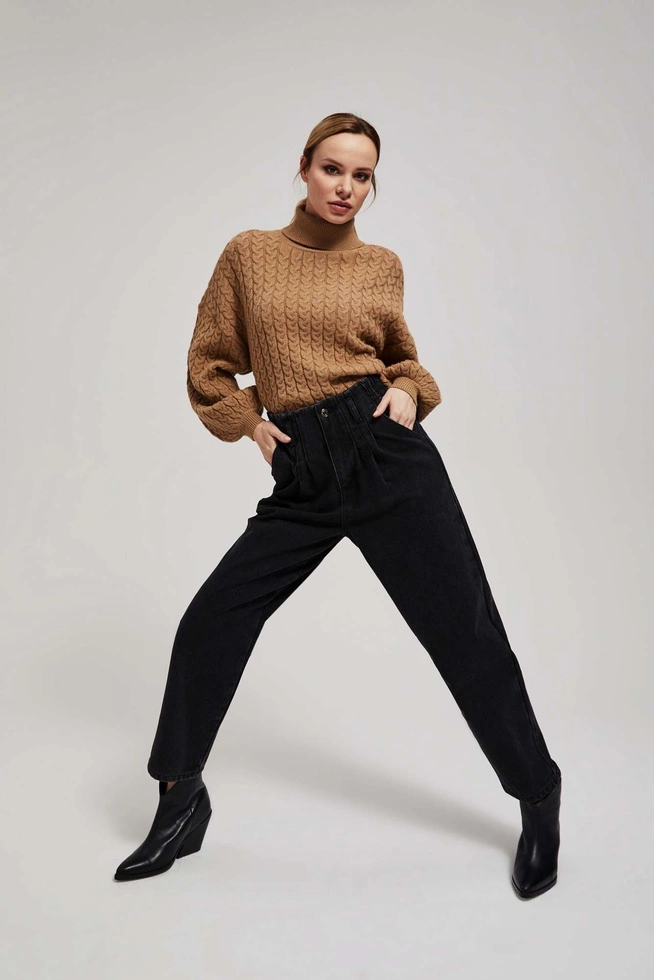 Jeansy paperbag czarne