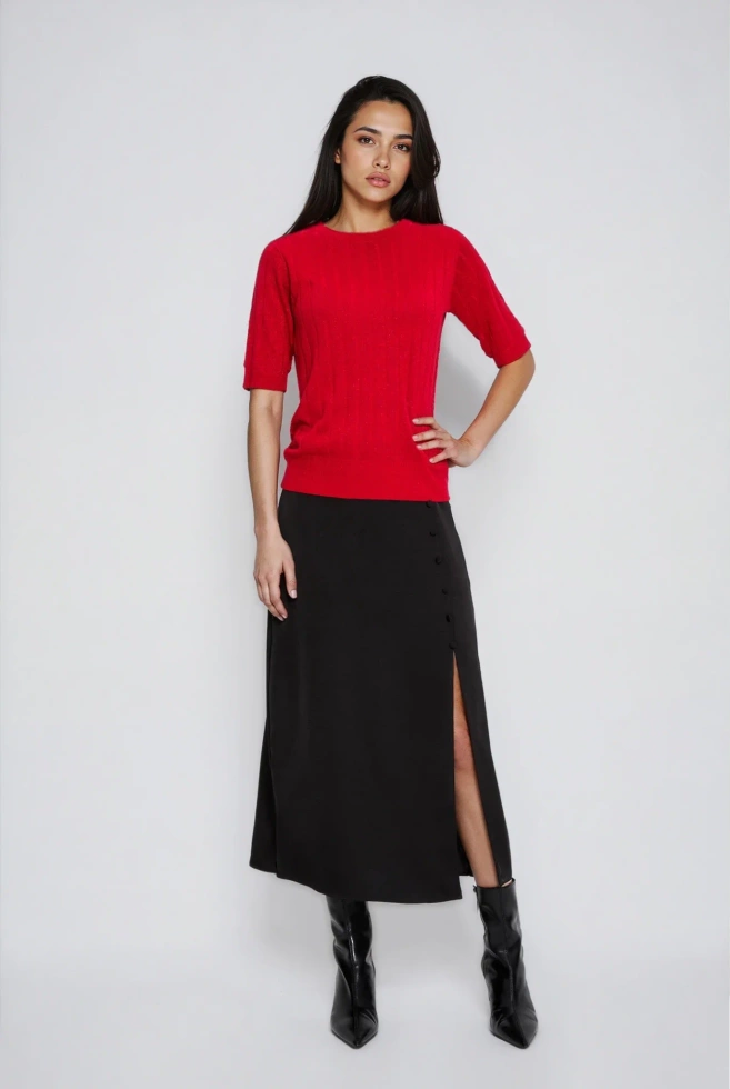 Sweter z krótkimi rękawami czerwony