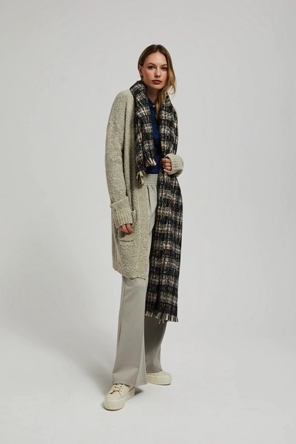 Szalik w kratę z metaliczną nitką czarny