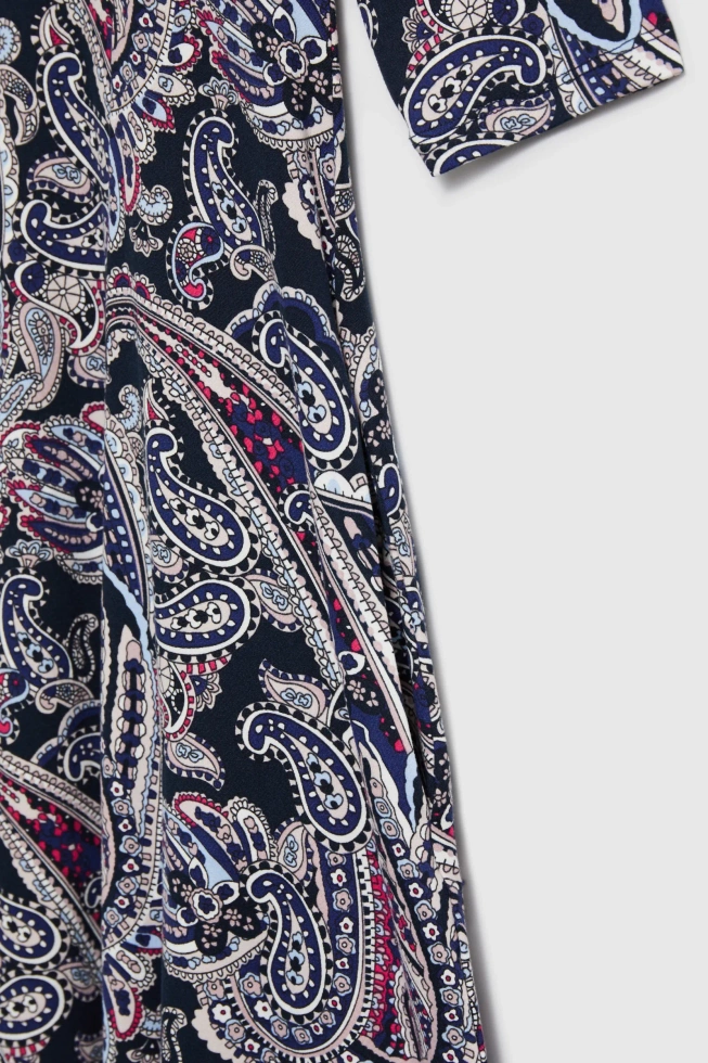 Sukienka we wzór paisley granatowa