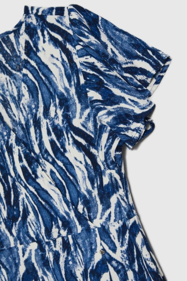 Sukienka midi z krótkimi rękawami niebieska