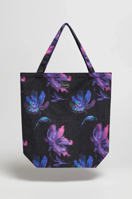 Bawełniana torba w kwiaty czarna