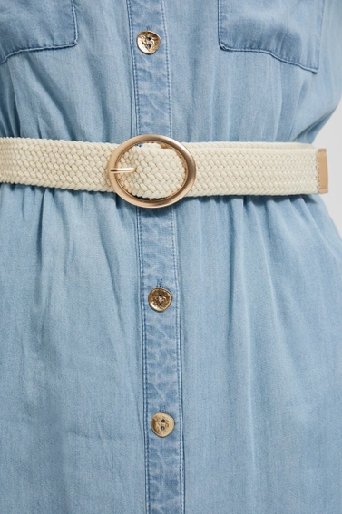 Sukienka lyocell o długości midi błękitna 