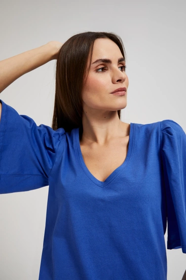 Bluzka z szerokimi rękawami niebieska