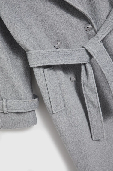 Płaszcz oversize z paskiem szary