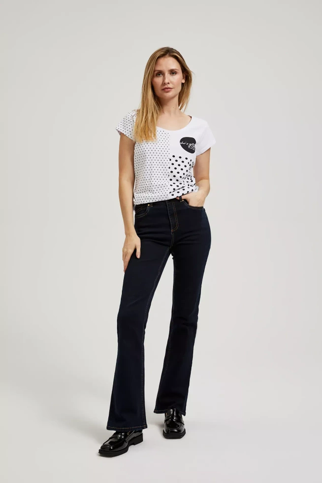 Bluzka ze wzorem koropek i krótkimi rękawami biała