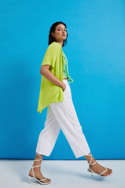 Koszula z kołnierzykiem limonkowa