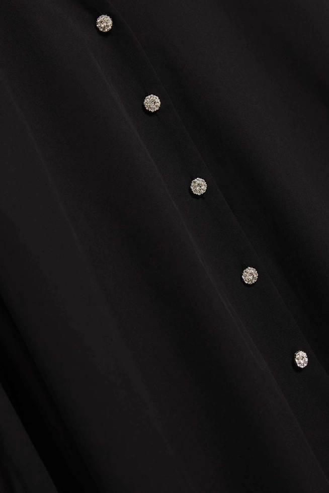 Koszula z ozdobnymi guzikami i bufiastymi rękawami czarna