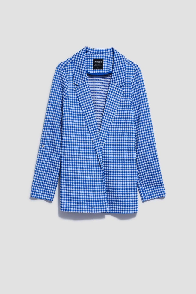 Marynarka w drobną kratę niebieska