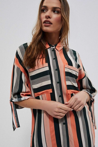 Wzorzysta koszula z wiskozy piaskowa