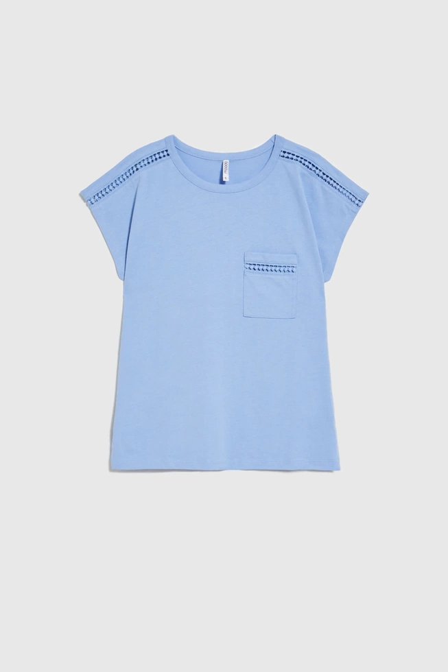 Bluzka z kieszonką błękitna