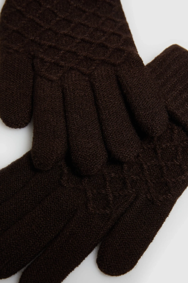 Rękawiczki dzianinowe brązowe