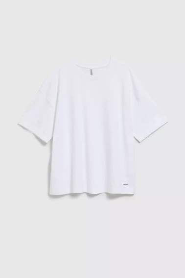 Bluzka oversize z okrągłym dekoltem biała