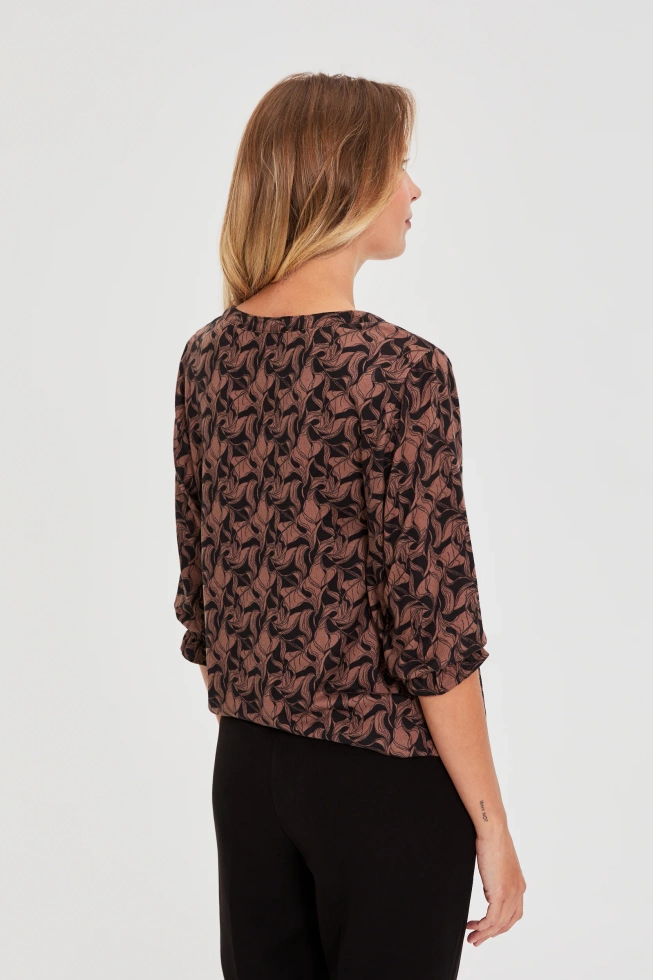 Sweter z krótkimi rękawami brązowy