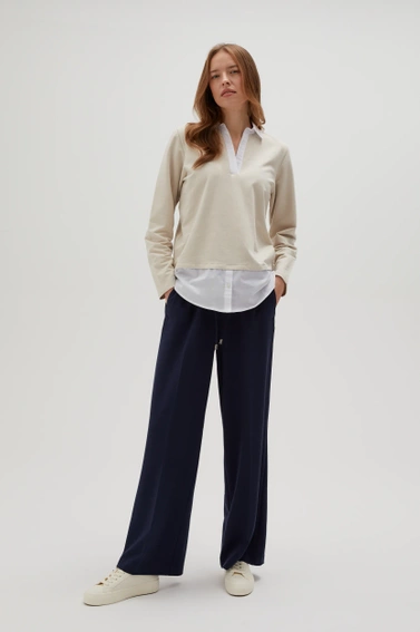 Bluza z kołnierzykiem beżowa