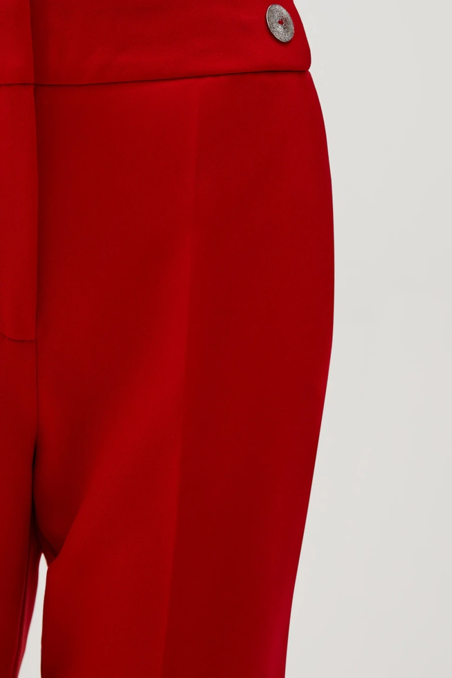 Spodnie w kant z prostymi nogawkami czerwone