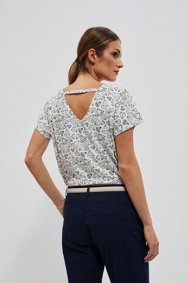 T-shirt z ozdobnym tyłem perłowy