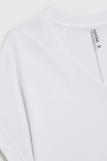  T-shirt z dekoltem biały