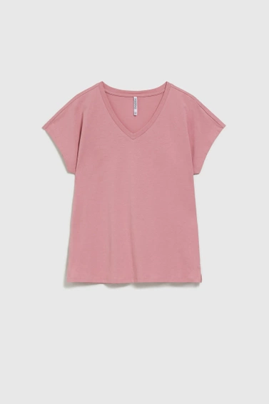 Bluzka z dekoltem w serek różowa