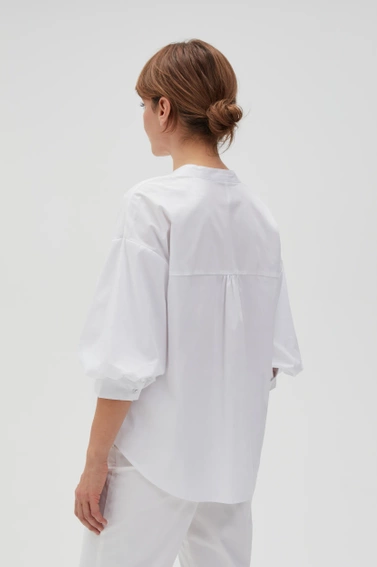 Koszula oversize z bufiastymi rękawami biała