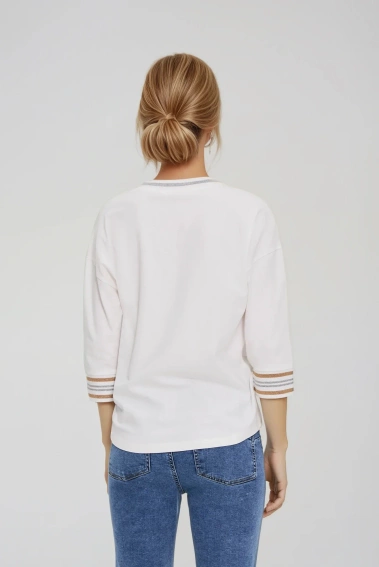 Bawełniana bluza z dekoltem w serek biała