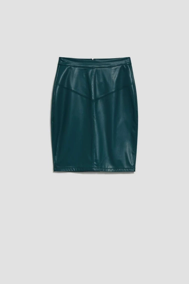 Spódnica z geometrycznym przeszyciem szmaragdowa
