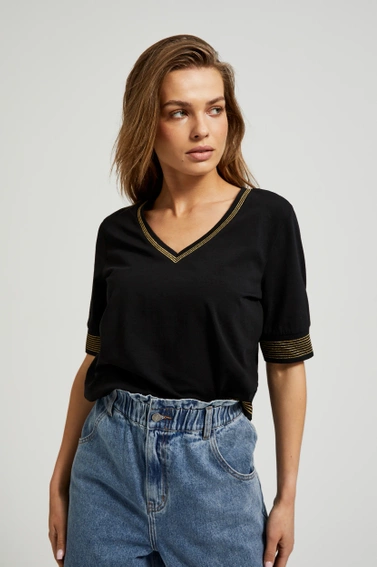 Bluzka z dekoltem w serek czarna 