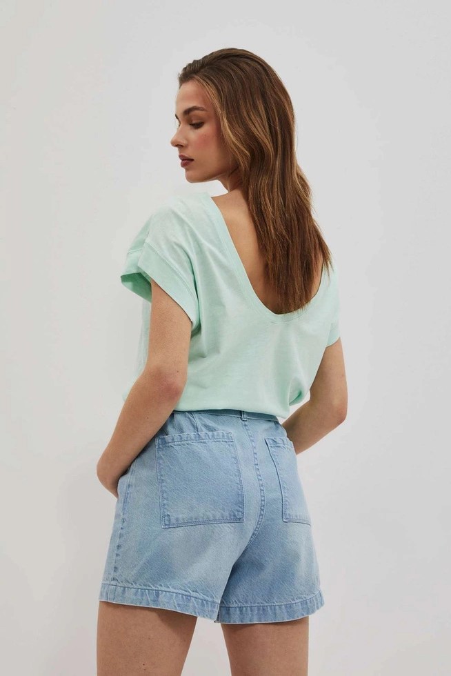 T-shirt z odkrytymi plecami miętowy