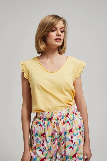 Bluzka z ozdobnym rękawem waniliowy