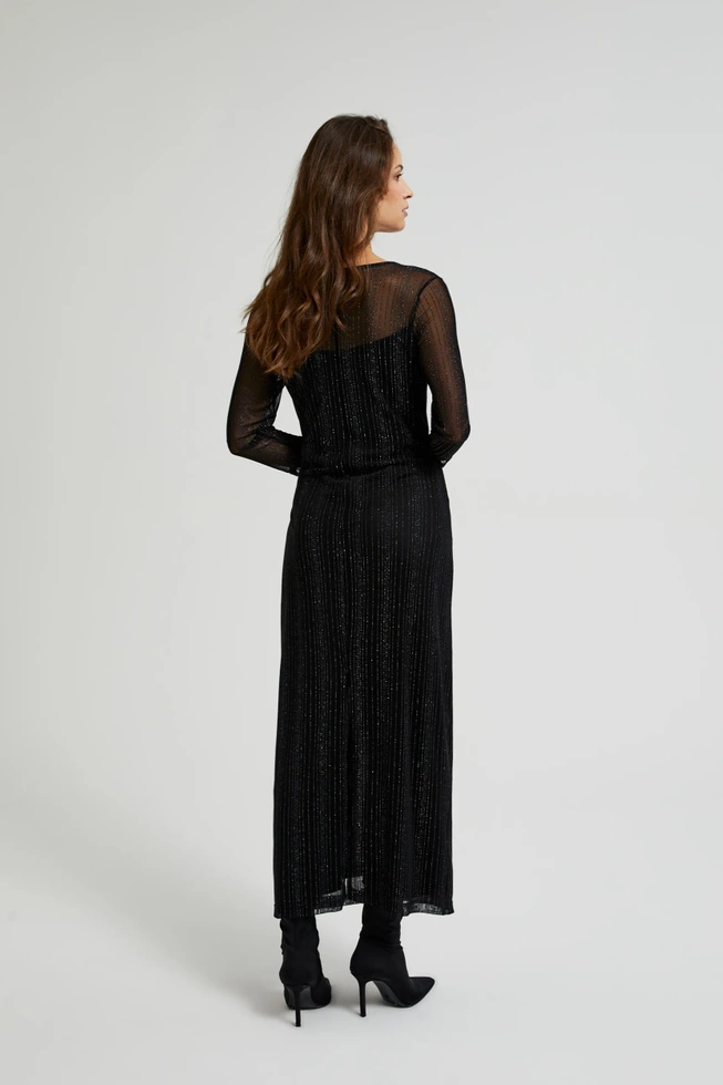 Sukienka maxi z metalizowaną nitką czarna