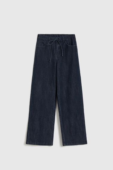 Jeansy z szerokimi nogawkami granatowe