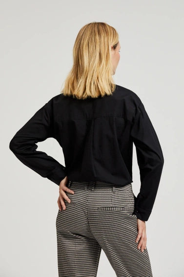 Gładka koszula z dlugimi rękawami czarna