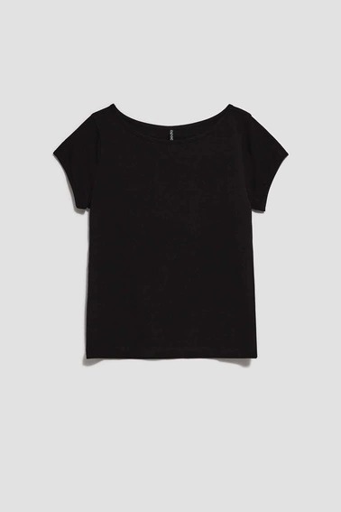 Dopasowany gładki t-shirt czarny