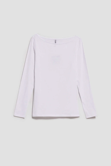 Dopasowana bluzka z długimi rękawami biała