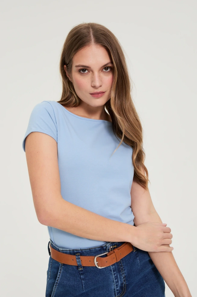 Bawełniany t-shirt niebieski