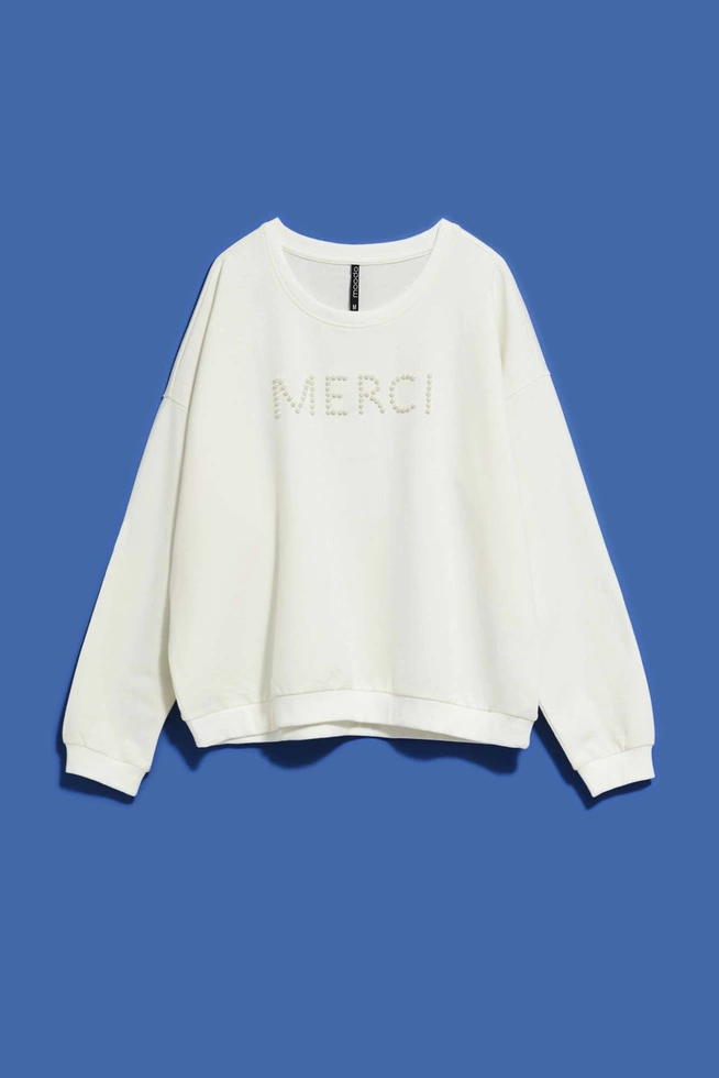 Bluza z napisem perłowa