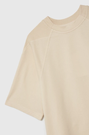 Gładka bluza oversize z krótkimi rękawami beżowa