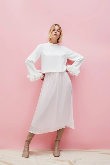 Koszula z falbanami na rękawach biała