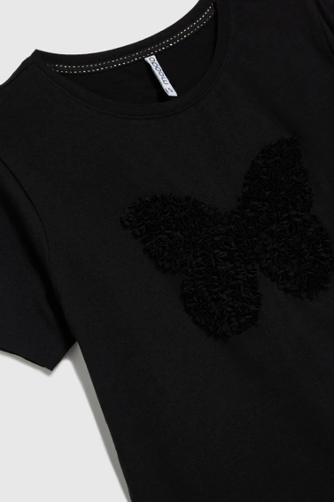 Bawełniany t-shirt z aplikacją czarny 