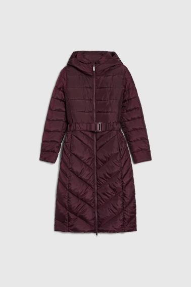 Kurtka z paskiem burgundowa