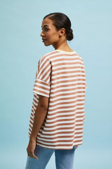 Bluza w paski brązowa