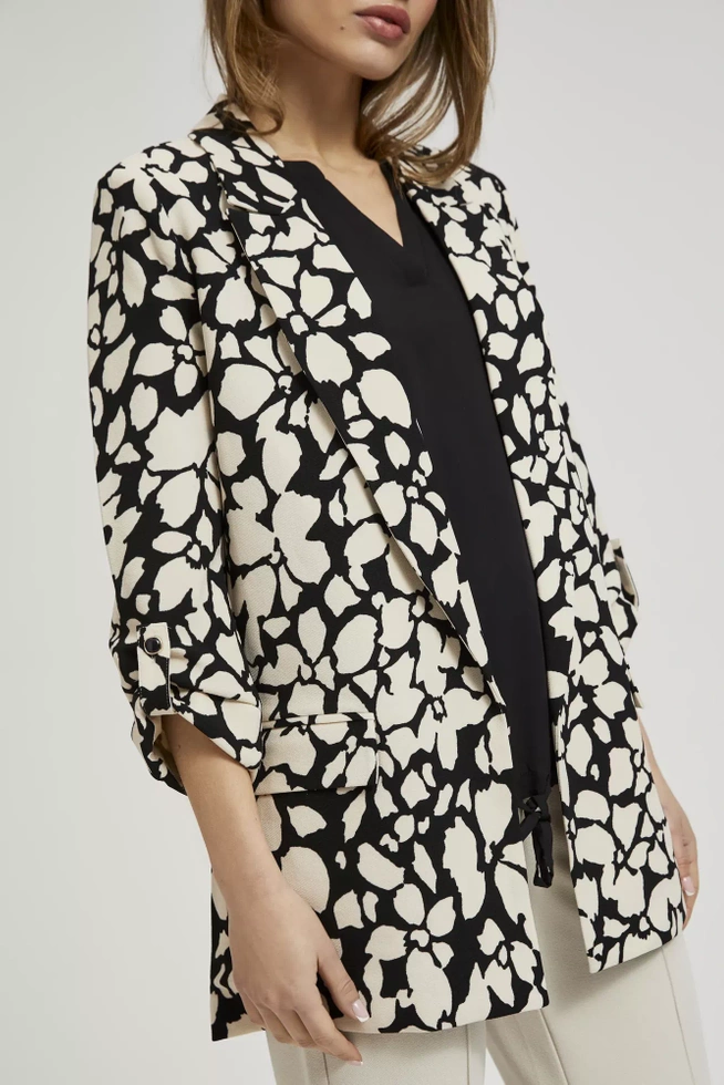 Marynarka z kwiatowym wzorem i rękawem 3/4