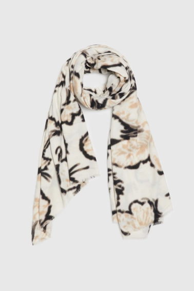 Wzorzysty szalik beżowy