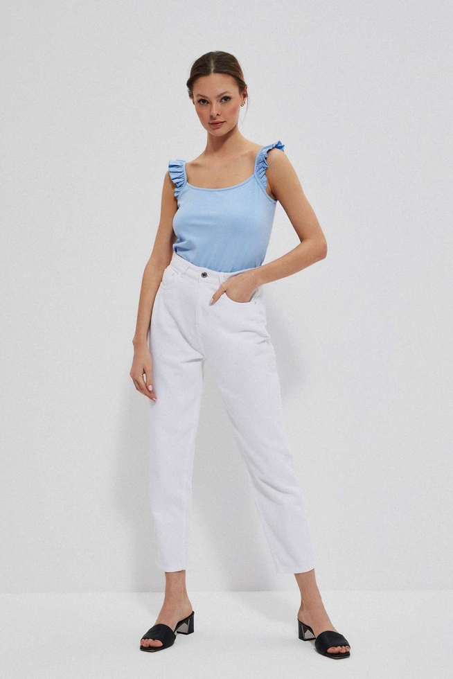 Top z ozdobnymi ramiączkami niebieski