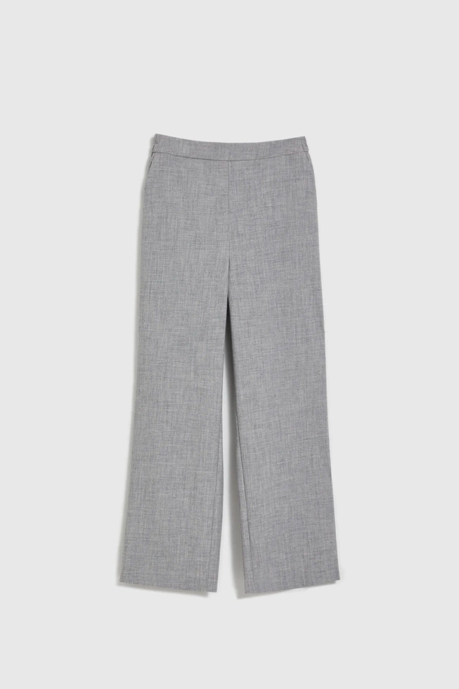 Garniturowe spodnie z prostymi nogawkami szare