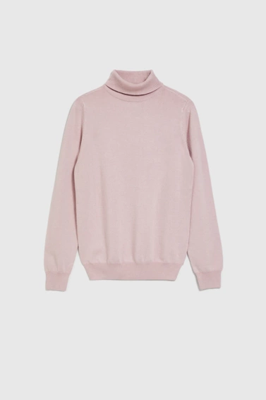 Gładki sweter z golfem różowy