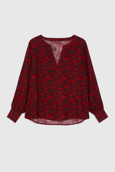 Koszula w kwiaty burgundowa