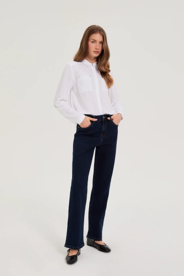 Gładkie jeansy granatowe