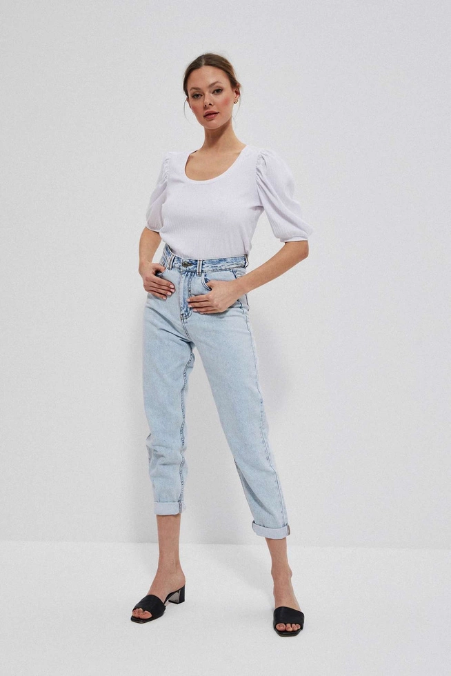 Bluzka z bufiastymi rękawami biała